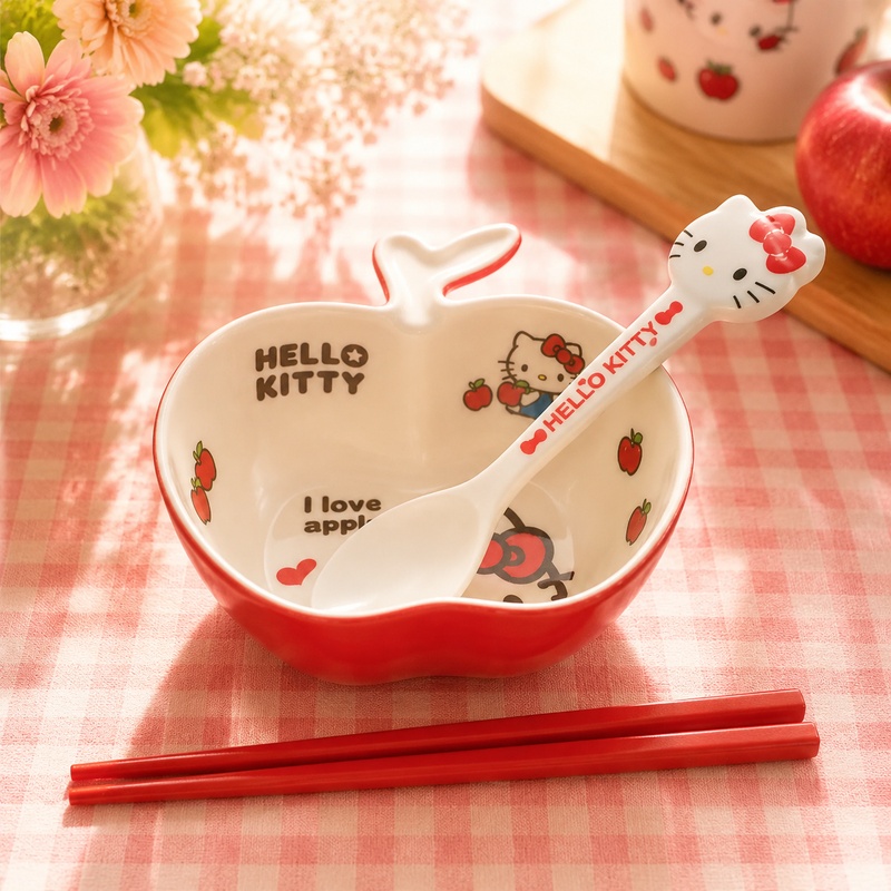 Dim Sum Basket - Hello Kitty Melamin-Geschirrset, niedliches Cartoon-Design, Fruchtform,